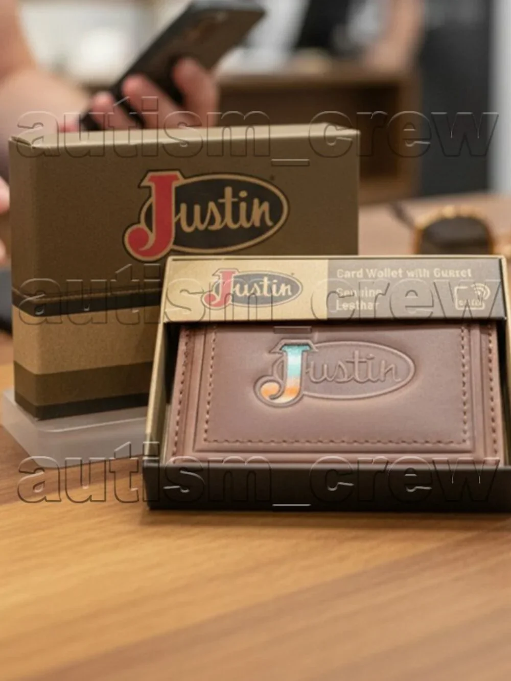 2/$30 💥🆕 Justin Brown Serape Genuine Leather RFID Slim Bifold Wallet | 5380